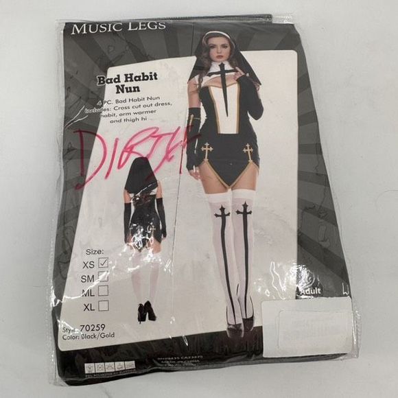 NWT Music Legs Yandy Bad habit nun costume XS Halloween role play cosplay - Picture 2 of 7